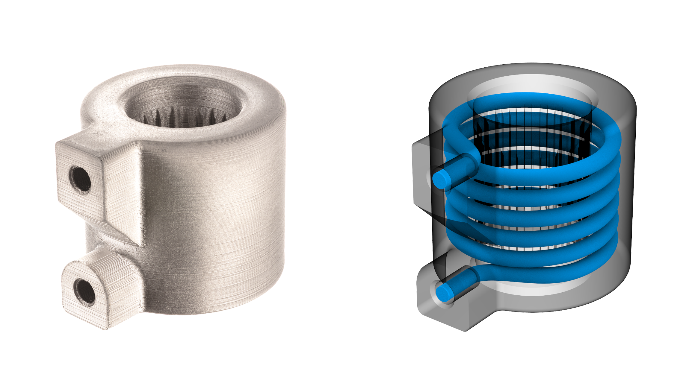 Additive manufacturing allows for non-planar internal channels to be built directly into the part.